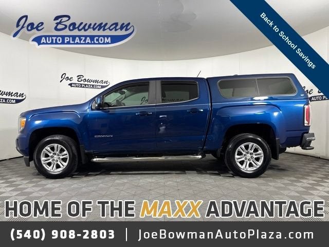 2019 GMC Canyon 2WD SLE in Blue Emerald Metallic — front three-quarter view